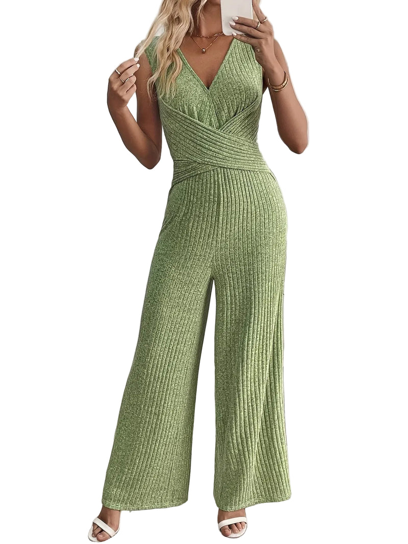 Damski Kombinezon bez Rękawów z Szerokimi Nogawkami