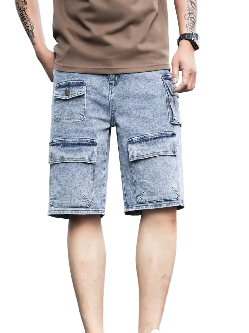 Męskie Szorty Cargo do Kolan z Prostymi Nogawkami